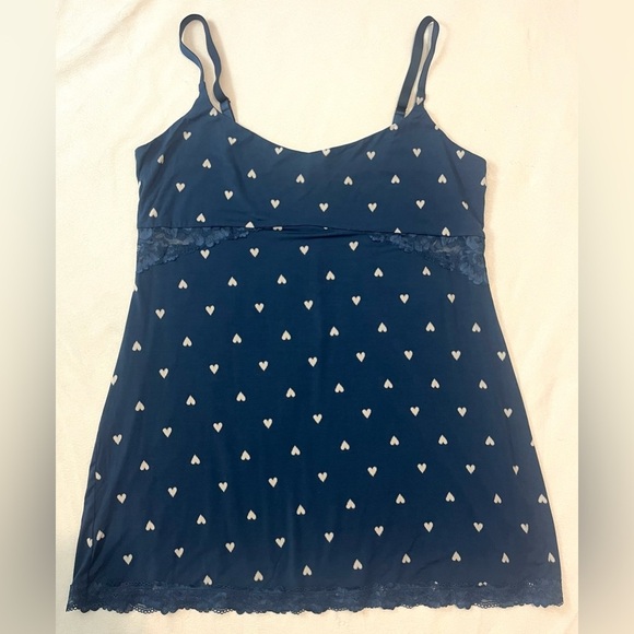 Victoria's Secret Other - Victoria’s Secret Modal Lace Trim Sweetheart Blue Shibori Heart Slip Dress XXL